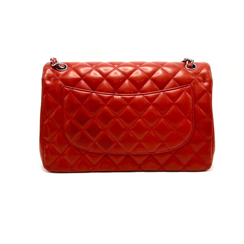 CHANEL紅銀羊皮   CFjumbo肩背斜背鏈條包30*18*9 98新配件塵袋-6