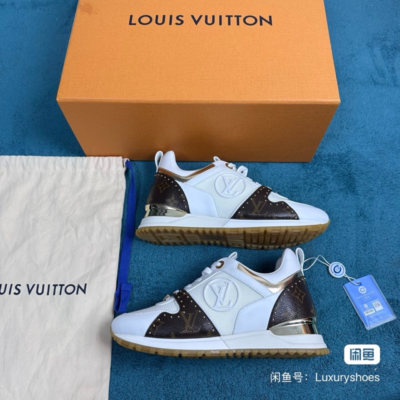 閒置新 lv run away 鉚釘裝飾牛皮低幫休閒鞋 白棕 36.5碼-0