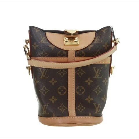 LOUIS VUITTON Duffle 經典老花印花標誌性S-Lock鎖扣可拆卸肩帶 塗層帆布拼牛皮革 薯條包