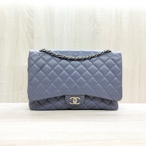 chanel薰衣草紫小羊皮菱格銀鍊coco33cmMAIX