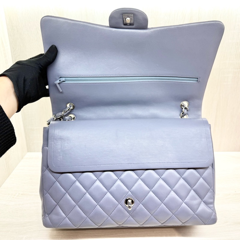 chanel薰衣草紫小羊皮菱格銀鍊coco33cmMAIX-5