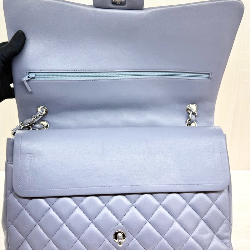 chanel薰衣草紫小羊皮菱格銀鍊coco33cmMAIX-10