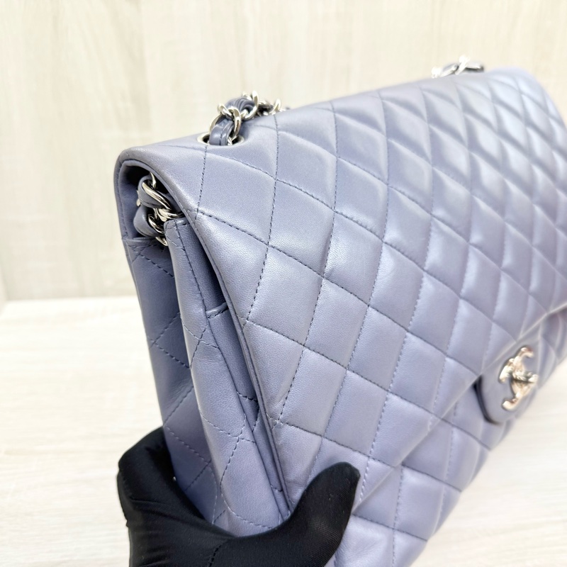 chanel薰衣草紫小羊皮菱格銀鍊coco33cmMAIX-11