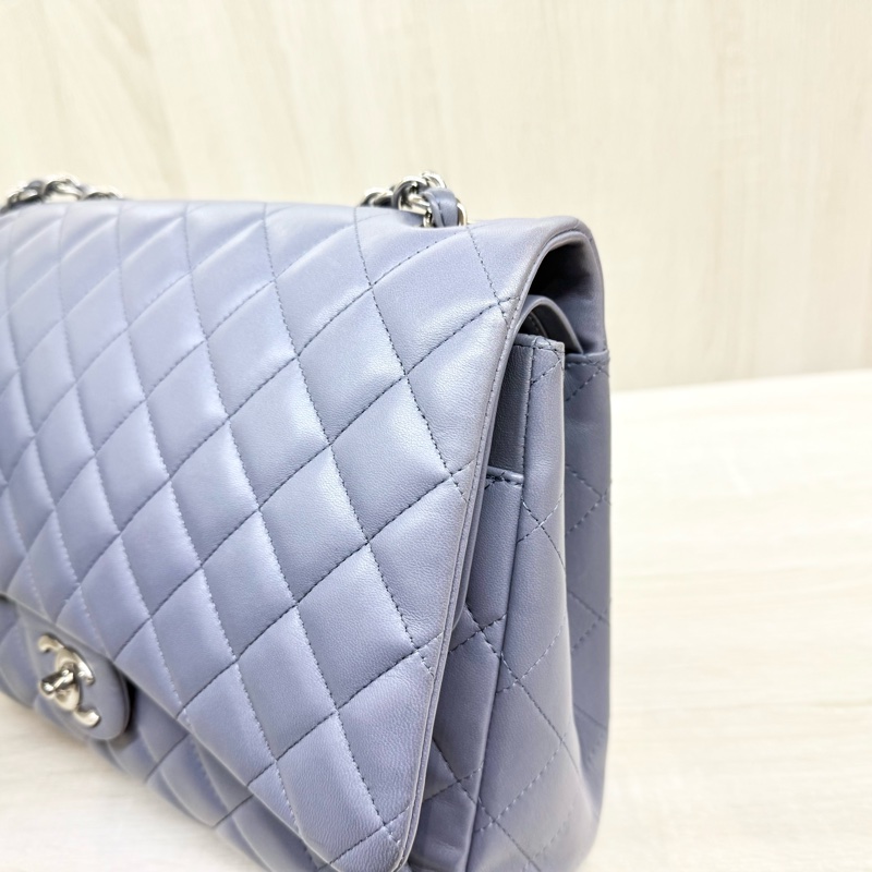 chanel薰衣草紫小羊皮菱格銀鍊coco33cmMAIX-12