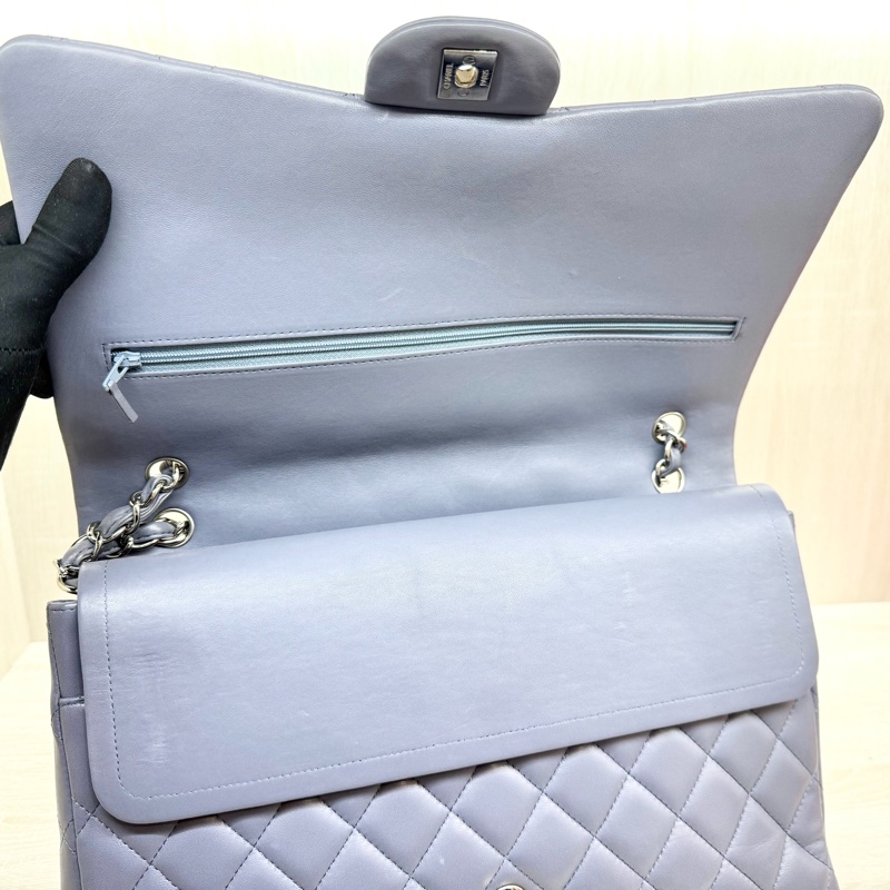 chanel薰衣草紫小羊皮菱格銀鍊coco33cmMAIX-13