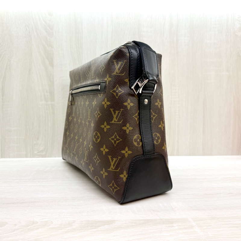 LV原花拼黑色皮革Macassar Torres拉鍊側背包M40387-2