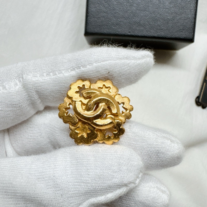 二手正品Chanel香奈兒coco雪花鍍金耳環 香奈兒耳環 香奈兒耳夾 香奈兒珠寶 香奈兒飾品-13