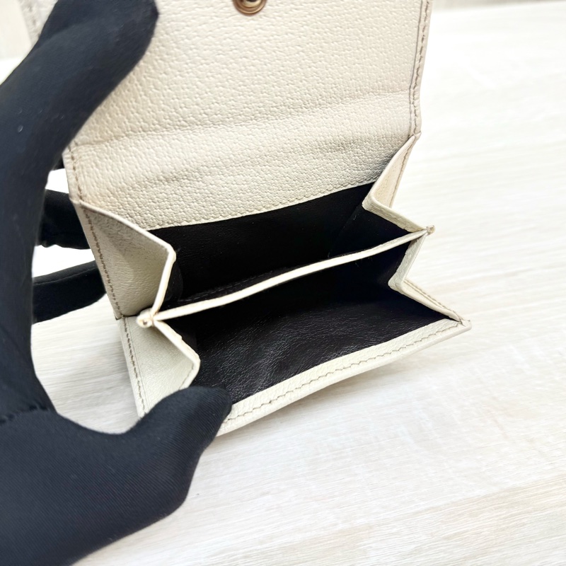 GUCCI米白色拼帆布紅綠蝴蝶結CANVAS PRINCY短夾-7