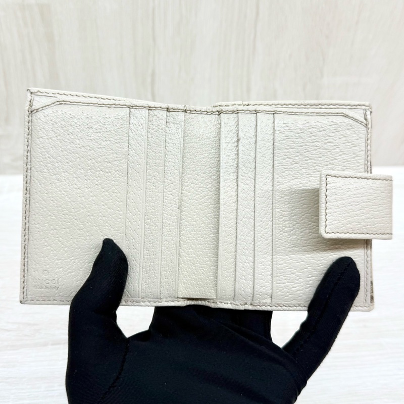 GUCCI米白色拼帆布紅綠蝴蝶結CANVAS PRINCY短夾-8