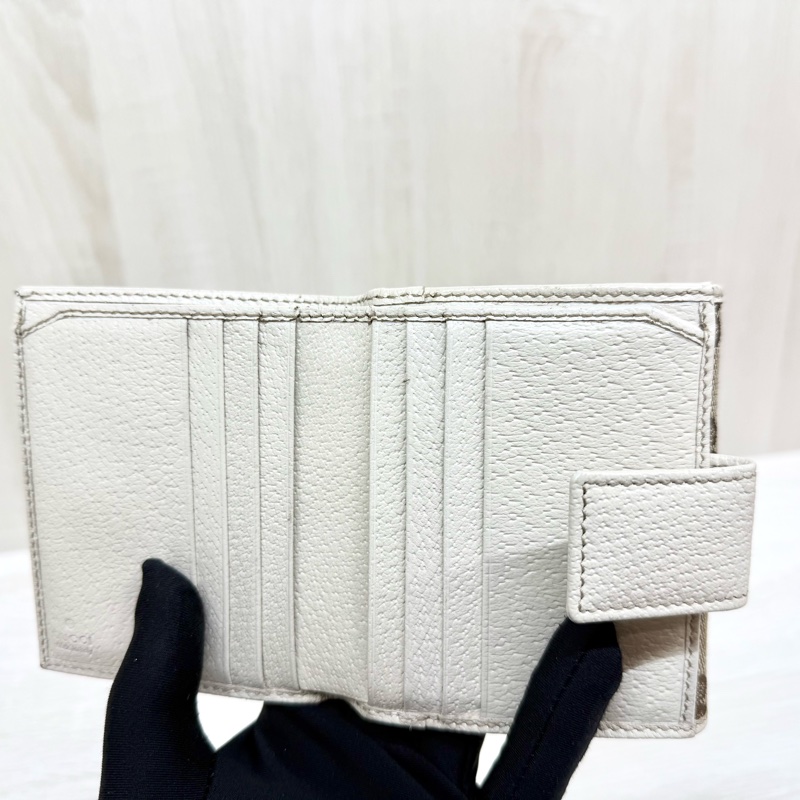 GUCCI米白色拼帆布紅綠蝴蝶結CANVAS PRINCY短夾-12