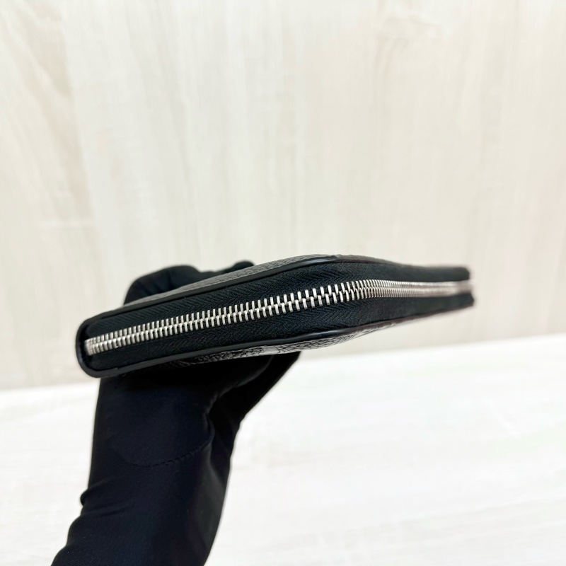 GUCCI黑色牛皮大G壓紋LOGOㄇ拉JUMBO拉鍊長夾-13