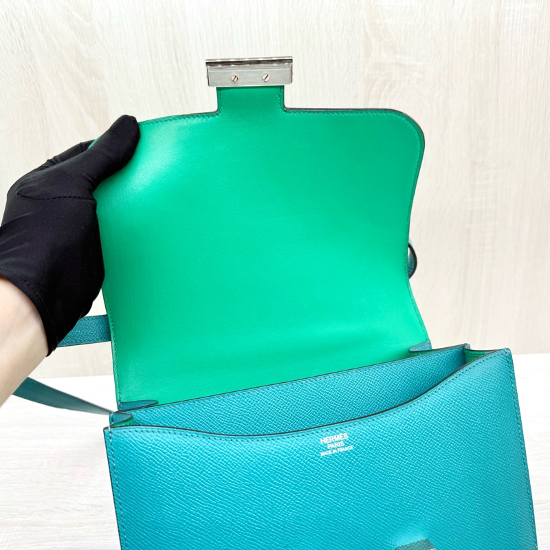 HERMES綠色EPSOM銀釦康康24肩側背包M071242CKAA-6