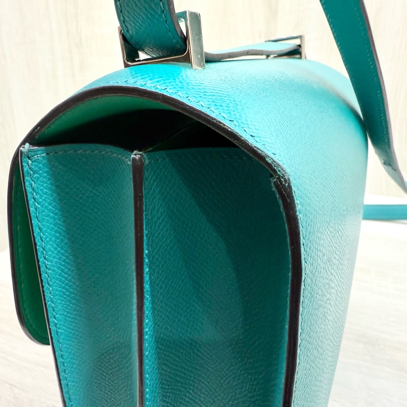 HERMES綠色EPSOM銀釦康康24肩側背包M071242CKAA-17