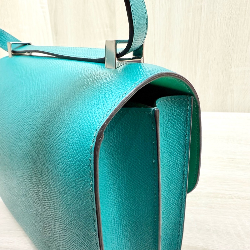 HERMES綠色EPSOM銀釦康康24肩側背包M071242CKAA-18