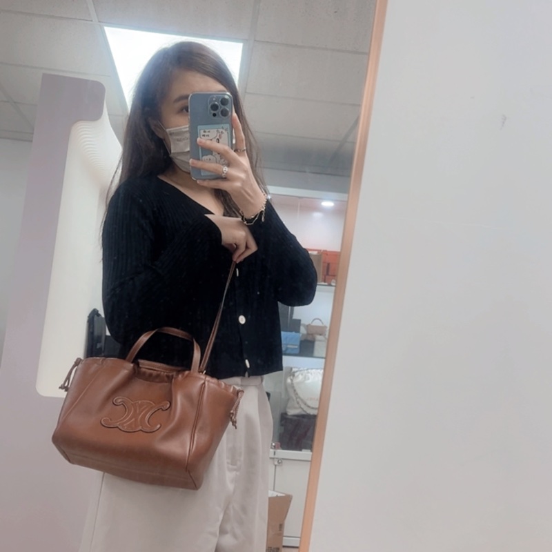 Celine triomphe drawstring cabas 凱旋門束繩全皮托特-12