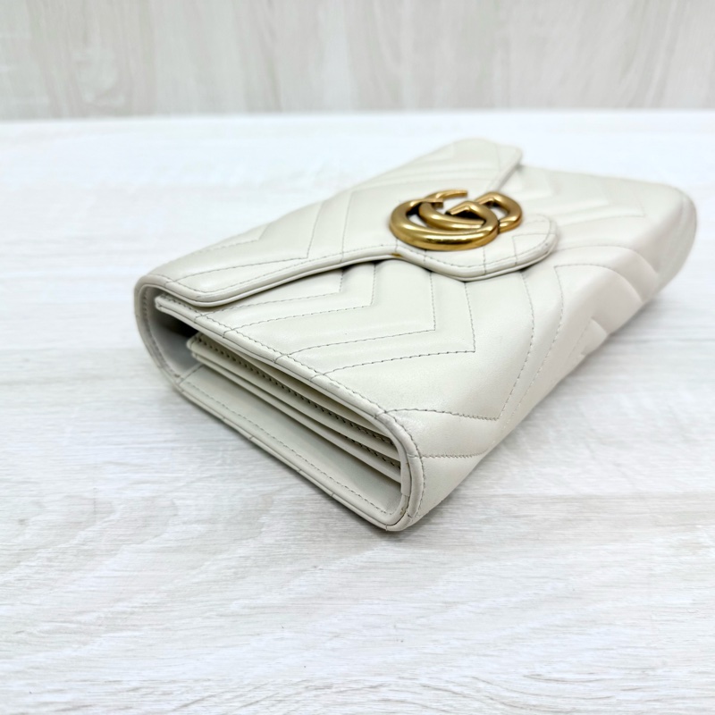 GUCCI米白金釦牛皮Marmon風琴WOC 474575-13