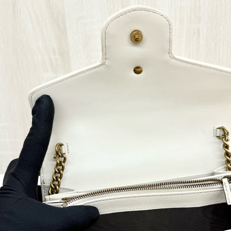 GUCCI米白金釦牛皮Marmon風琴WOC 474575-15