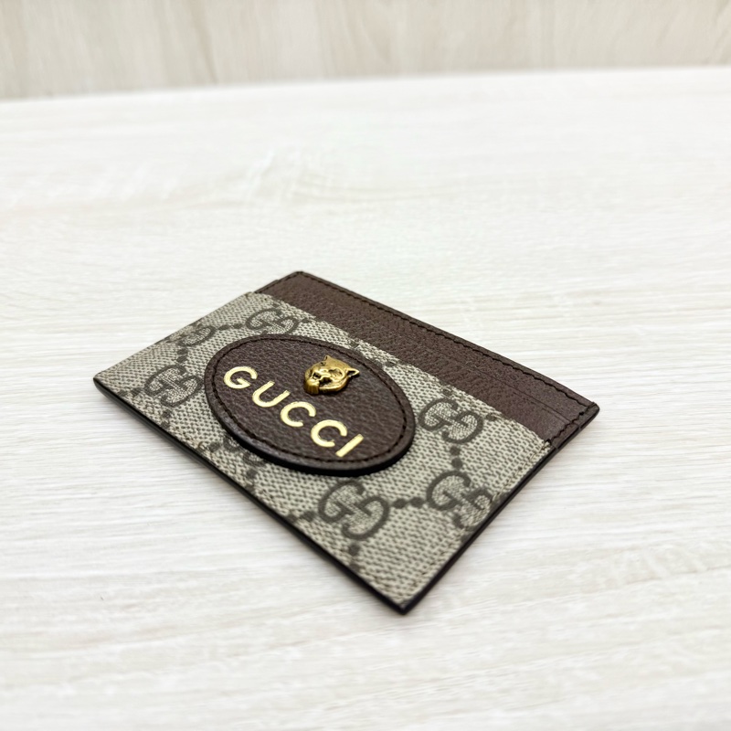 GUCCI原花拚黃深棕虎頭卡片夾597557-7