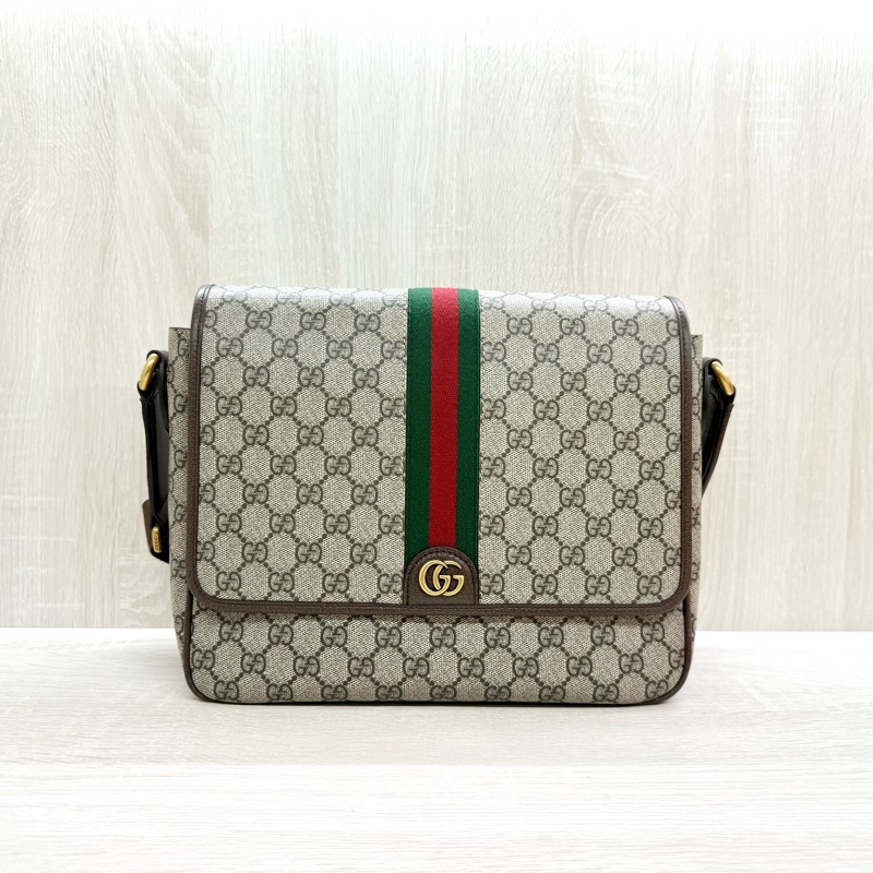 GUCCI原花金釦Ophidia下蓋郵差包761741-0