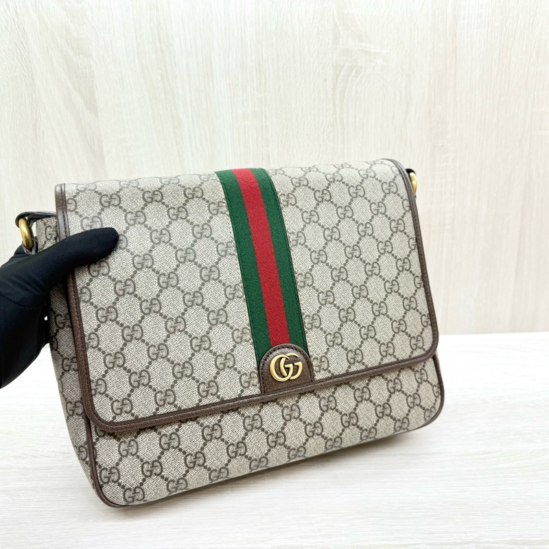 GUCCI原花金釦Ophidia下蓋郵差包761741-6
