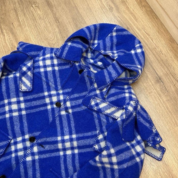 BURBERRY新款 秀款 長版 藍色 格紋 外套 大衣男女同款 專櫃購入15萬 #讓藏59800 現省10多萬 全新S號可以穿到L 我178 73kg可參考 附上衣套-5