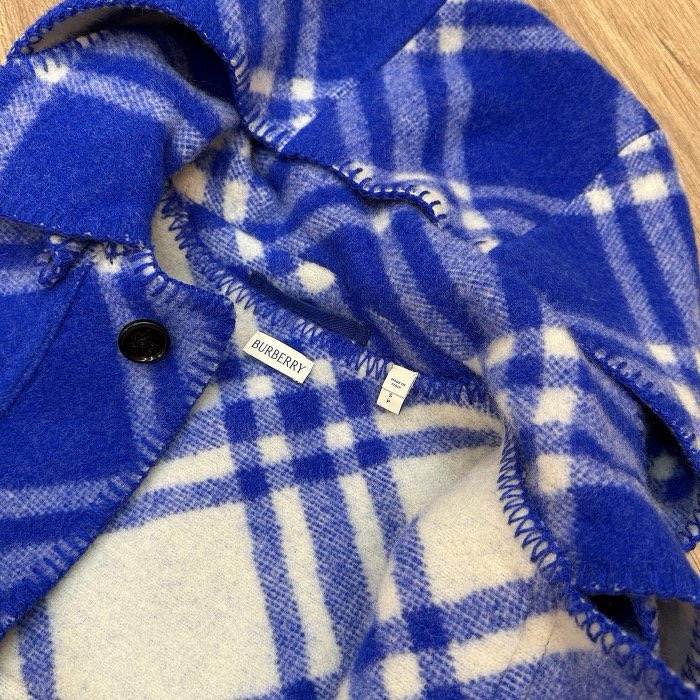 BURBERRY新款 秀款 長版 藍色 格紋 外套 大衣男女同款 專櫃購入15萬 #讓藏59800 現省10多萬 全新S號可以穿到L 我178 73kg可參考 附上衣套-7