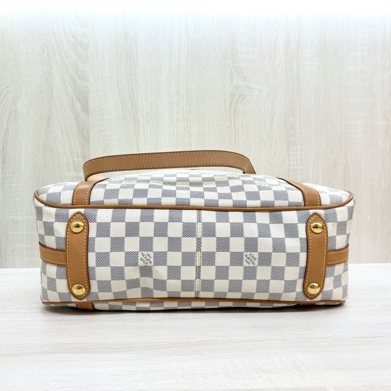 LV白棋盤格金釦曼哈頓雙耳肩背包N42220-4
