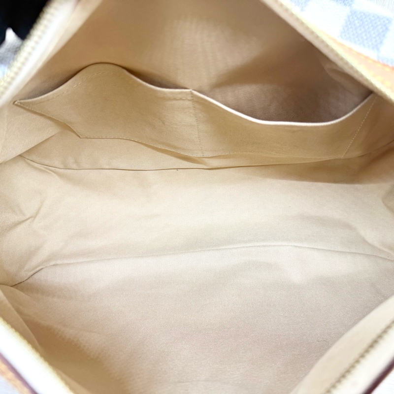 LV白棋盤格金釦曼哈頓雙耳肩背包N42220-6