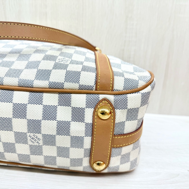 LV白棋盤格金釦曼哈頓雙耳肩背包N42220-9