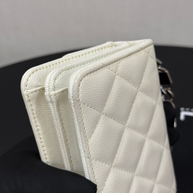 Chanel 香奈兒 22S 荔枝紋牛皮琺瑯手柄 Mini 小廢包 白-7