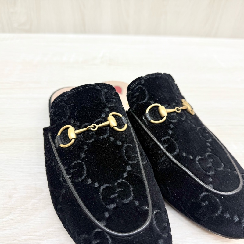 Gucci黑色GG絨面穆勒鞋-4