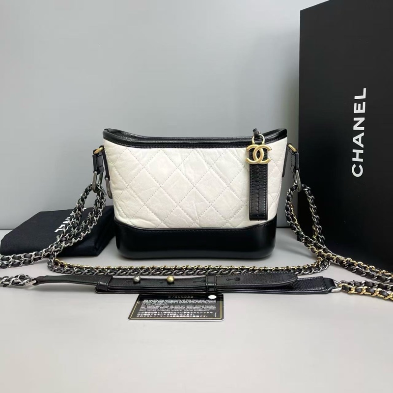 Chanel 香奈兒 Gabrielle 流浪包 黑白拼色 小號-0