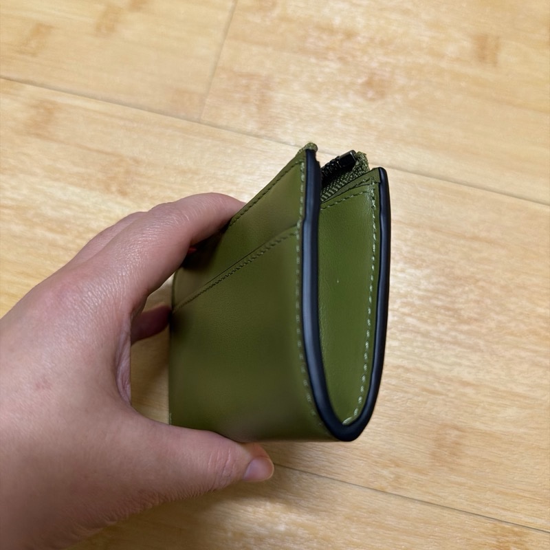 Coach 貓頭鷹L型橄欖綠皮革拉鍊零錢包/鑰匙包-2