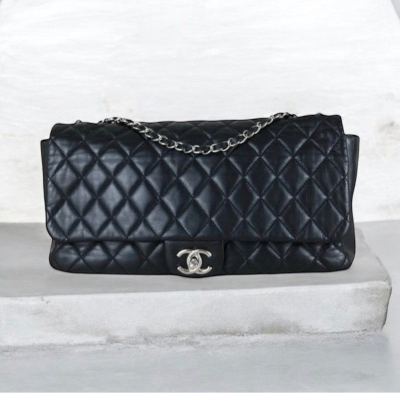 「JL精品代購」9新 Chanel 香奈兒 cf maxi 羊皮肩背包-0