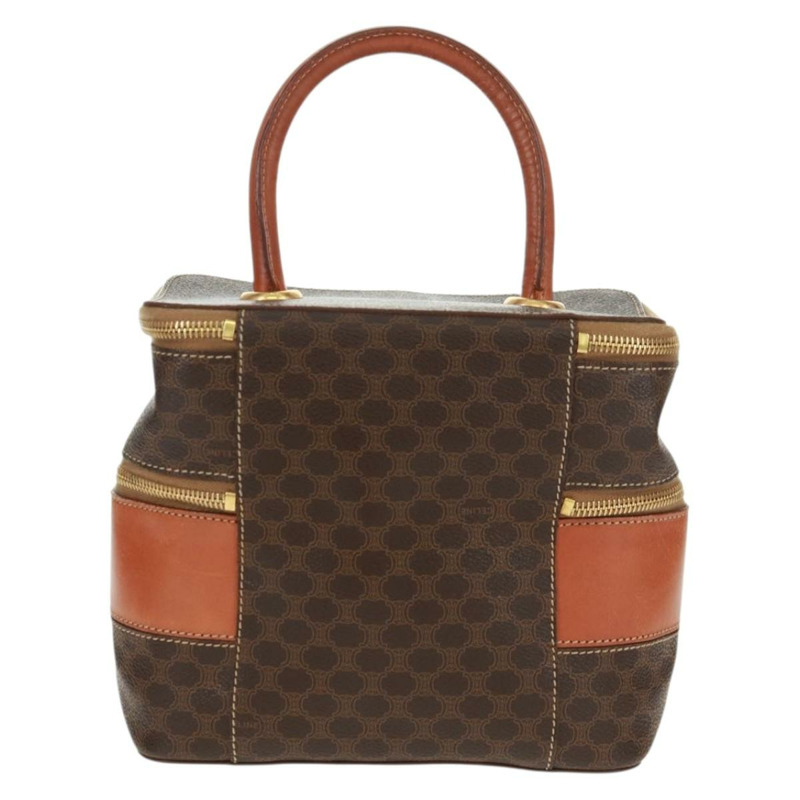 【日本直送】CELINE Vanity Macadam帆布手提包 PVC皮革 棕色 金色 正品 163366V-1