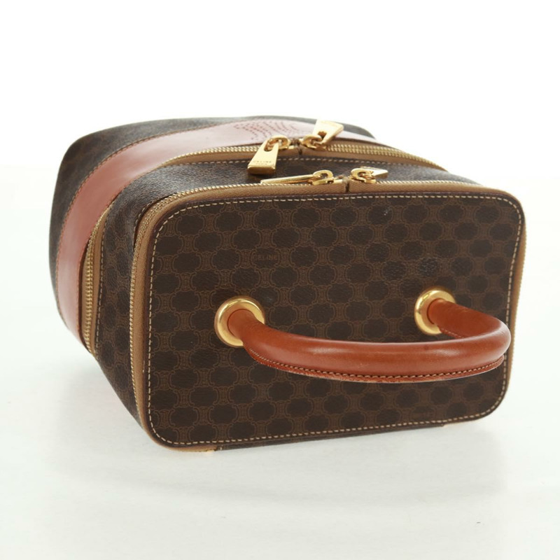 【日本直送】CELINE Vanity Macadam帆布手提包 PVC皮革 棕色 金色 正品 163366V-6