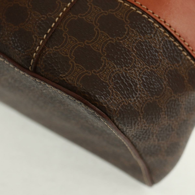 【日本直送】CELINE Vanity Macadam帆布手提包 PVC皮革 棕色 金色 正品 163366V-17