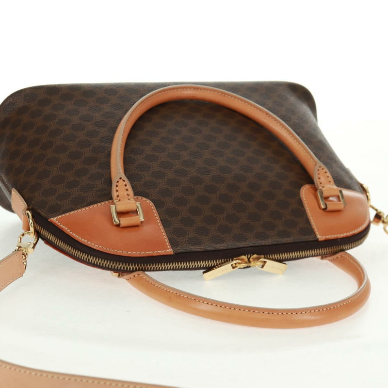 【日本直送】CELINE Macadam帆布手提包 PVC皮革 棕色 金色 正品 164047V-5