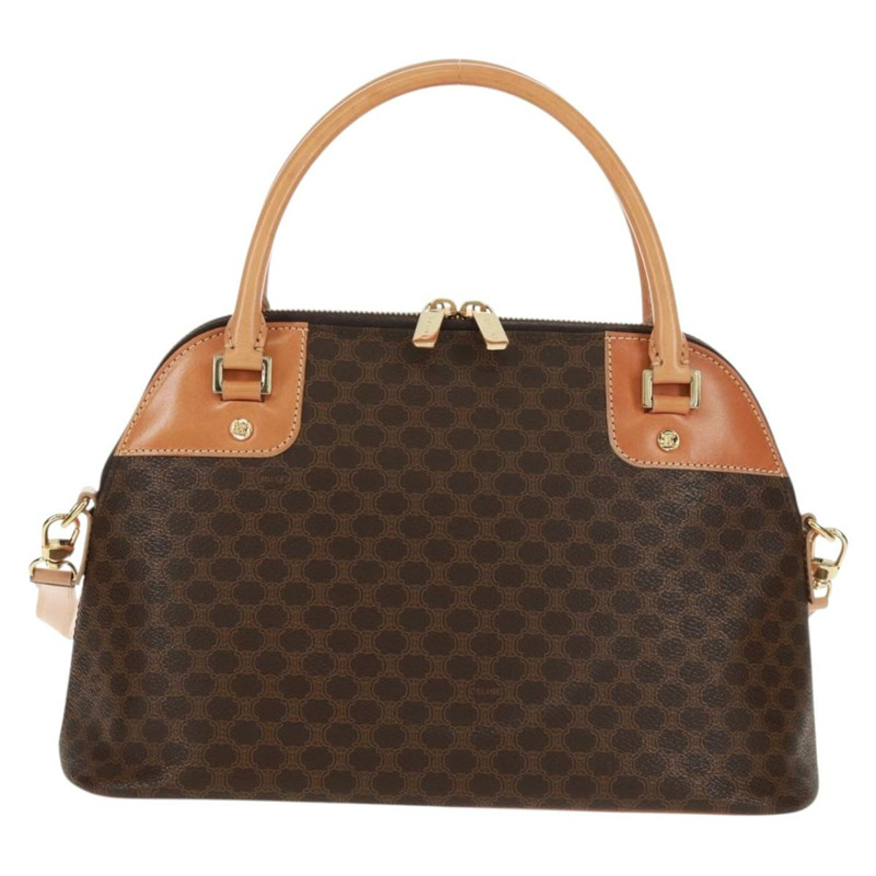 【日本直送】CELINE Macadam帆布手提包 PVC皮革 棕色 金色 正品 164047V-12