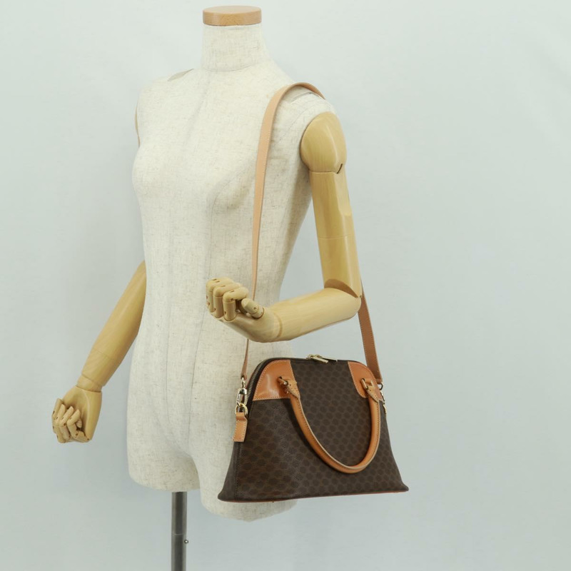 【日本直送】CELINE Macadam帆布手提包 PVC皮革 棕色 金色 正品 164047V-24