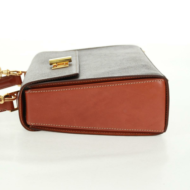 【日本直送】CELINE Macadam帆布手提包 PVC皮革 2way Brown Gold Auth SW1948V-2