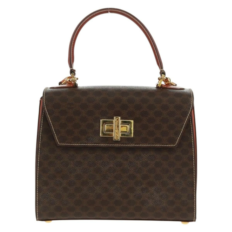 【日本直送】CELINE Macadam帆布手提包 PVC皮革 2way Brown Gold Auth SW1948V-12