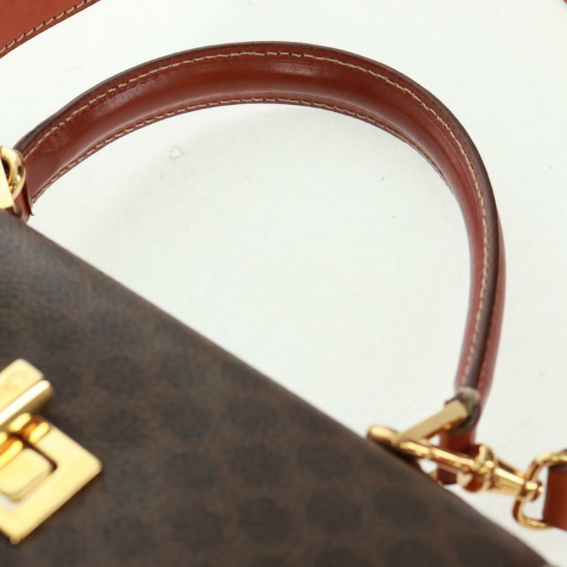 【日本直送】CELINE Macadam帆布手提包 PVC皮革 2way Brown Gold Auth SW1948V-13
