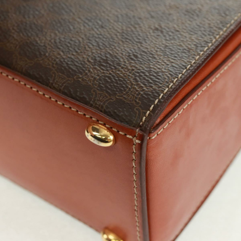 【日本直送】CELINE Macadam帆布手提包 PVC皮革 2way Brown Gold Auth SW1948V-18