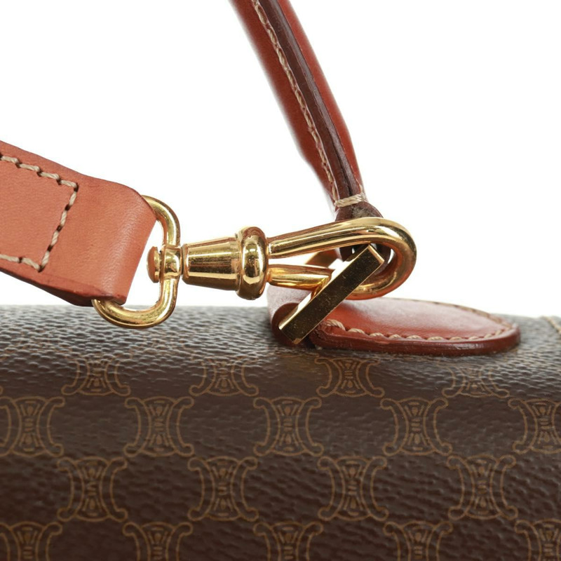 【日本直送】CELINE Macadam帆布手提包 PVC皮革 2way Brown Gold Auth SW1948V-19