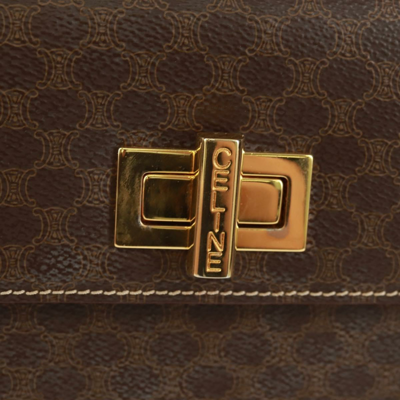 【日本直送】CELINE Macadam帆布手提包 PVC皮革 2way Brown Gold Auth SW1948V-20