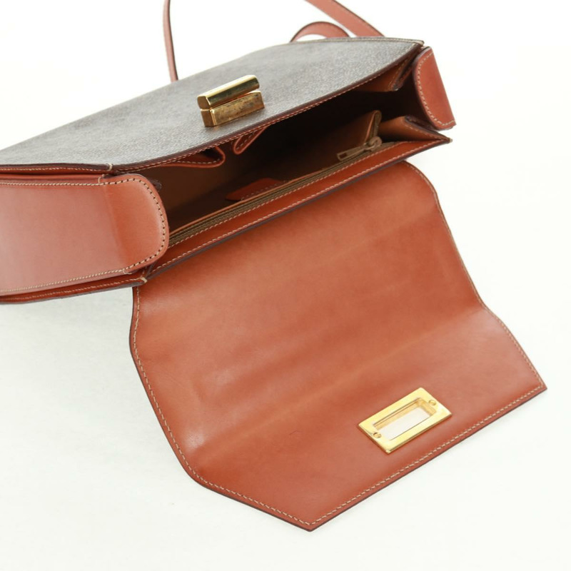 【日本直送】CELINE Macadam帆布手提包 PVC皮革 2way Brown Gold Auth SW1948V-21