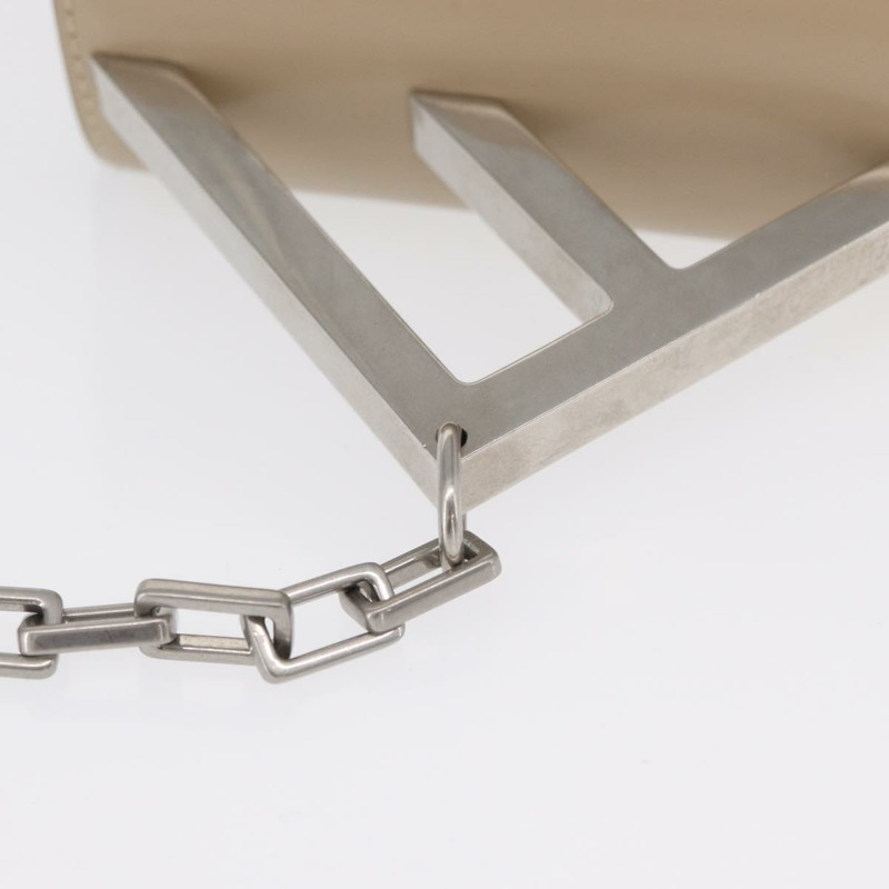 【日本直送】FENDI 鏈條單肩包 皮革 米色 銀色 正品 bs32416V-6