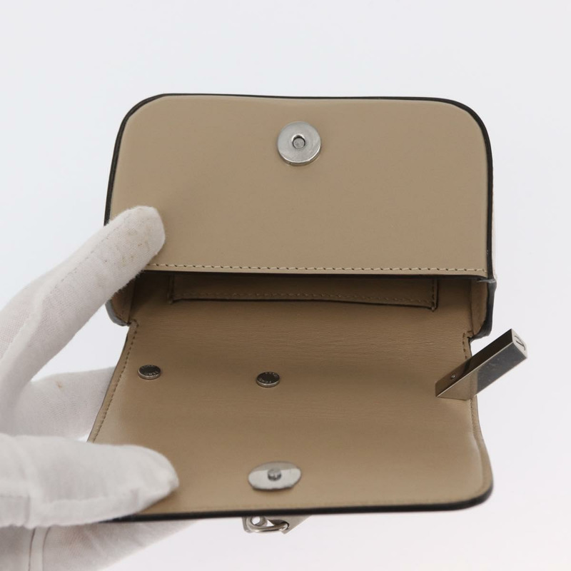 【日本直送】FENDI 鏈條單肩包 皮革 米色 銀色 正品 bs32416V-9