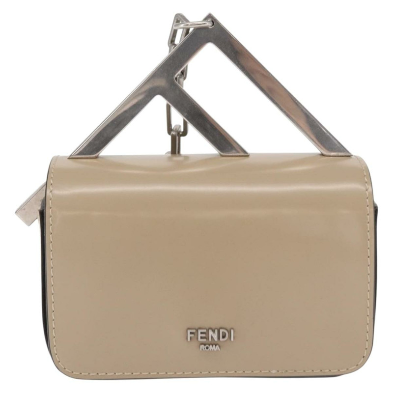 【日本直送】FENDI 鏈條單肩包 皮革 米色 銀色 正品 bs32416V-12
